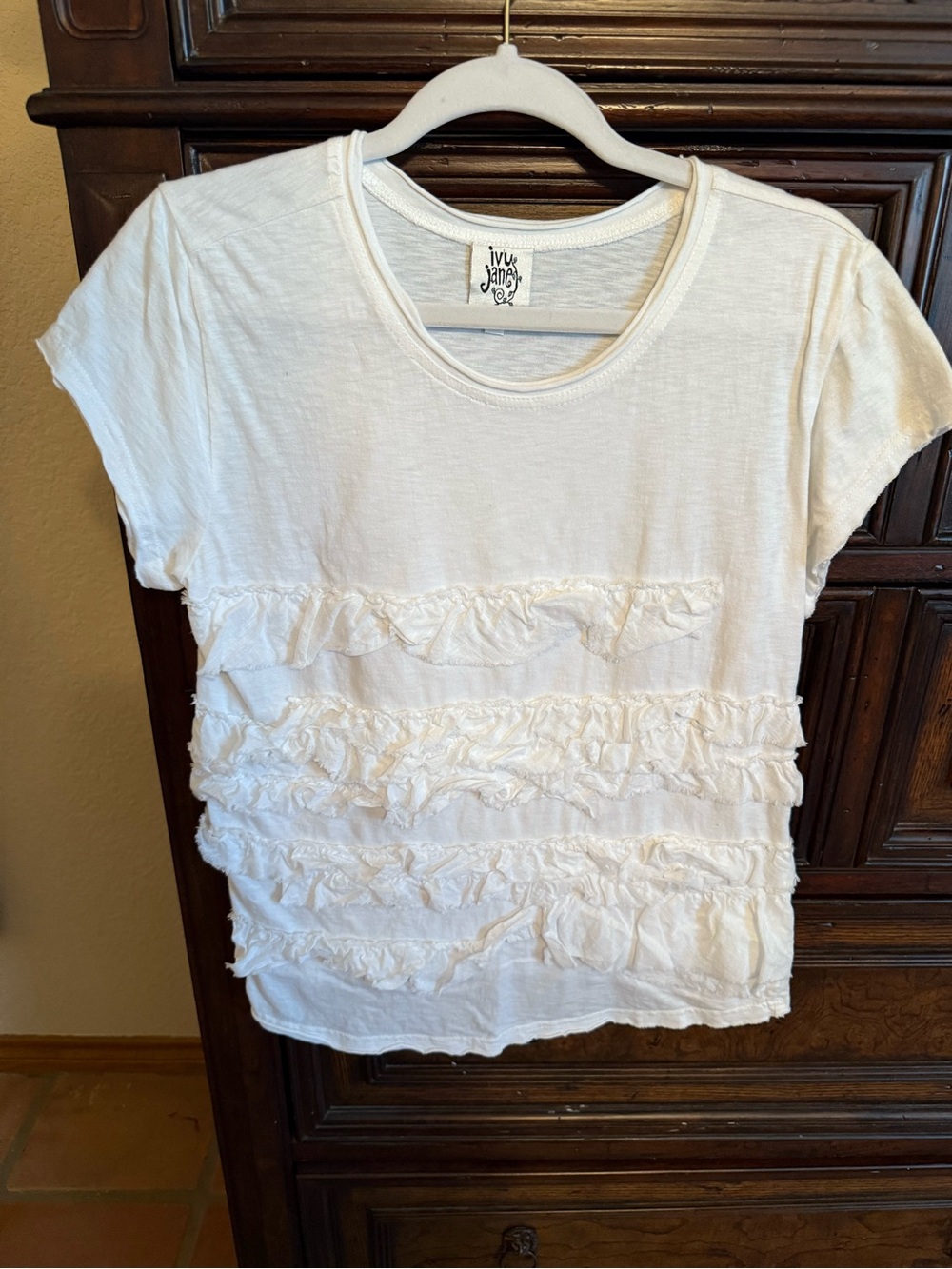 ivy jane White Ruffle Front Short Sleeve Tee